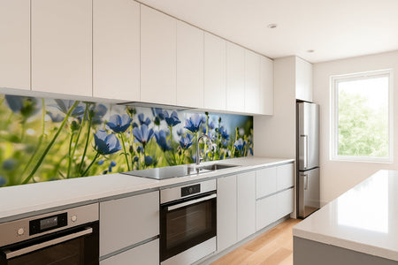 Küchenrückwand Blaue Blumenwiese