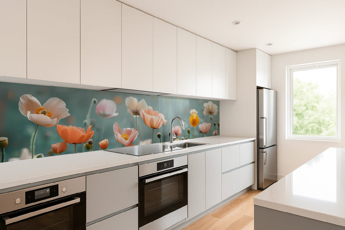 Küchenrückwand Pastell Mohnblumen