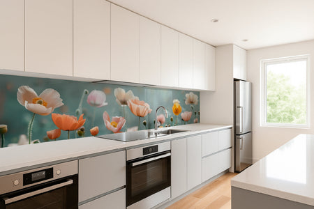 Küchenrückwand Pastell Mohnblumen