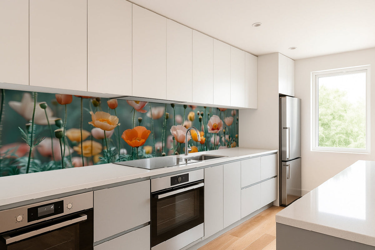 Küchenrückwand Mohnblumen Pastell
