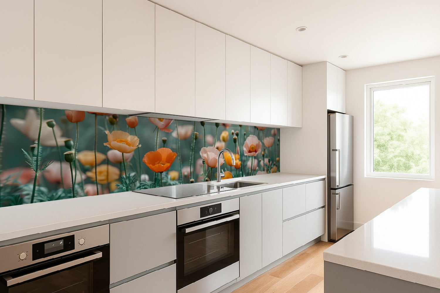 Küchenrückwand Mohnblumen Pastell