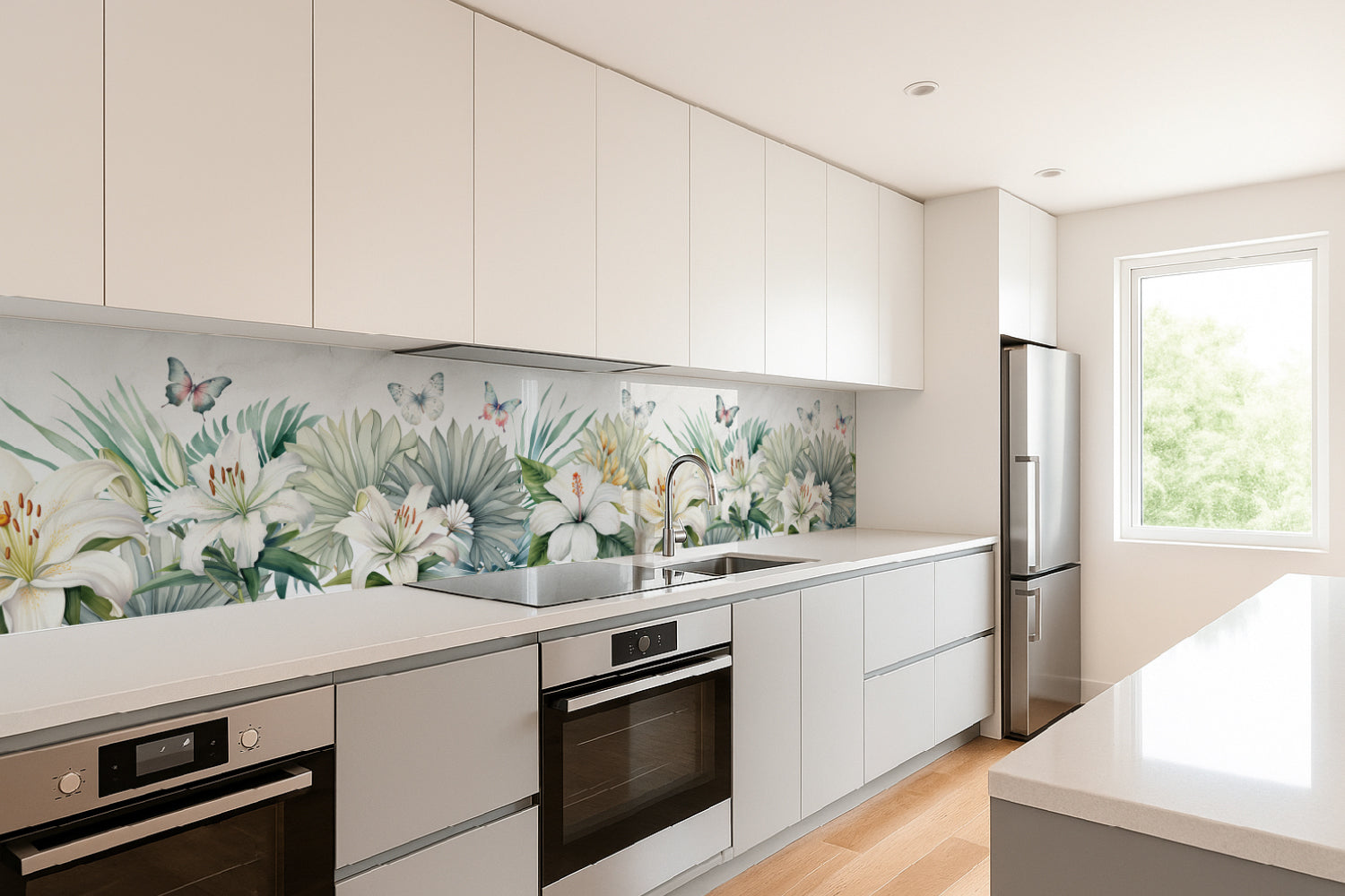 Küchenrückwand Weiße Lilien Tropisch