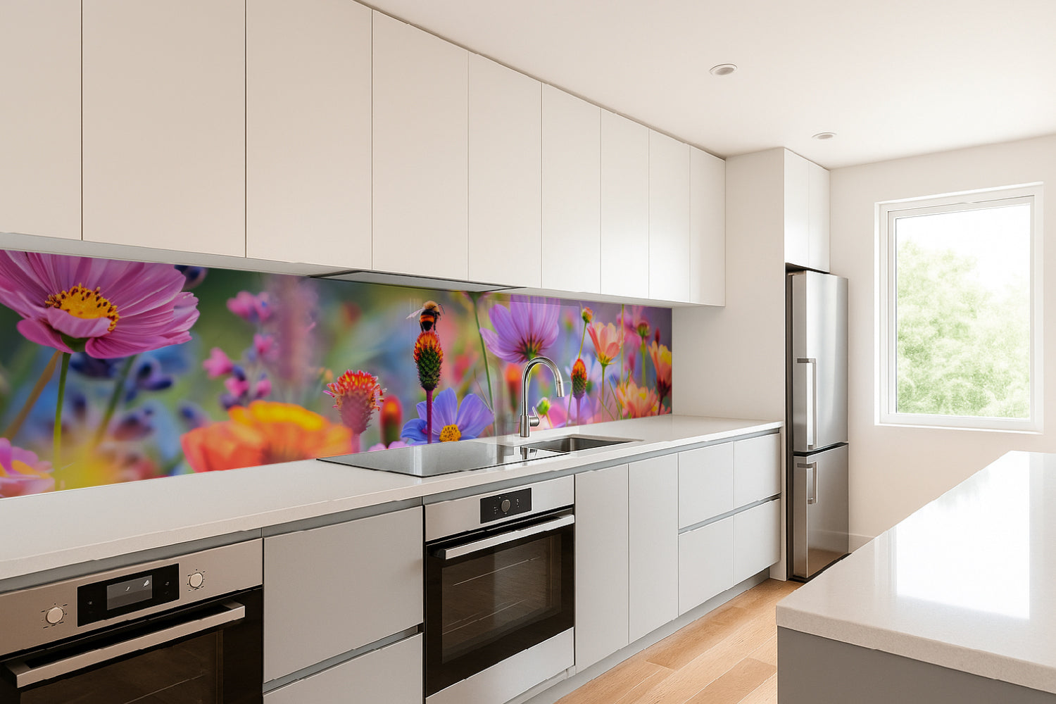 Küchenrückwand Bunte Blumenwiese