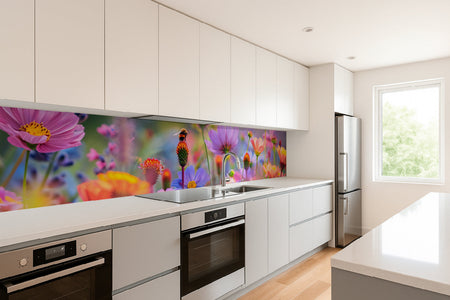 Küchenrückwand Bunte Blumenwiese