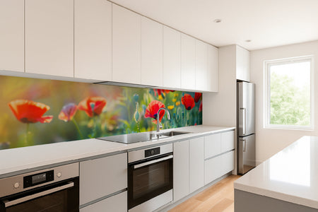 Küchenrückwand Mohnblumen im Sonnenlicht