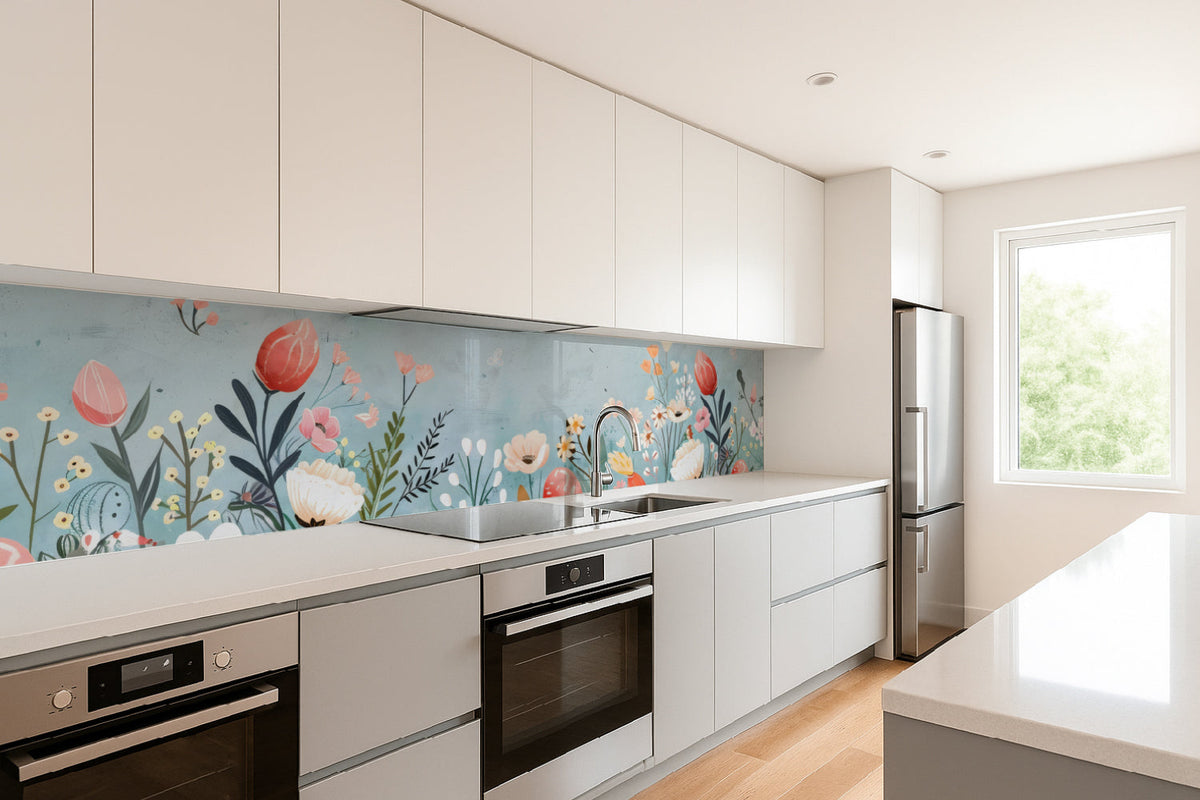 Küchenrückwand Blumen Aquarell