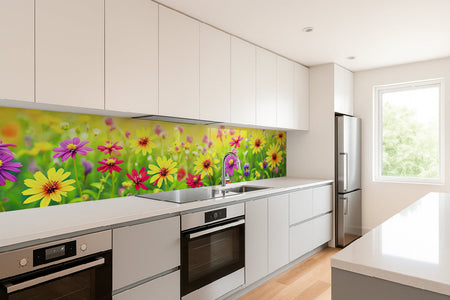 Küchenrückwand Bunte Blumenwiese