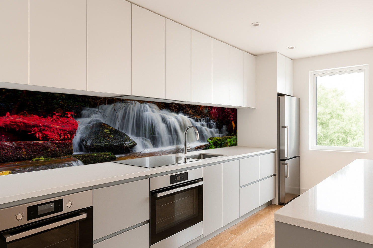 Küchenrückwand Wasserfall im Herbstwald