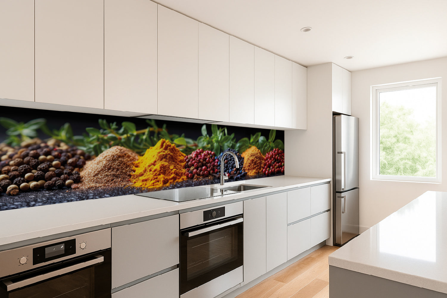 Küchenrückwand Bunte Gewürze und Kräuter