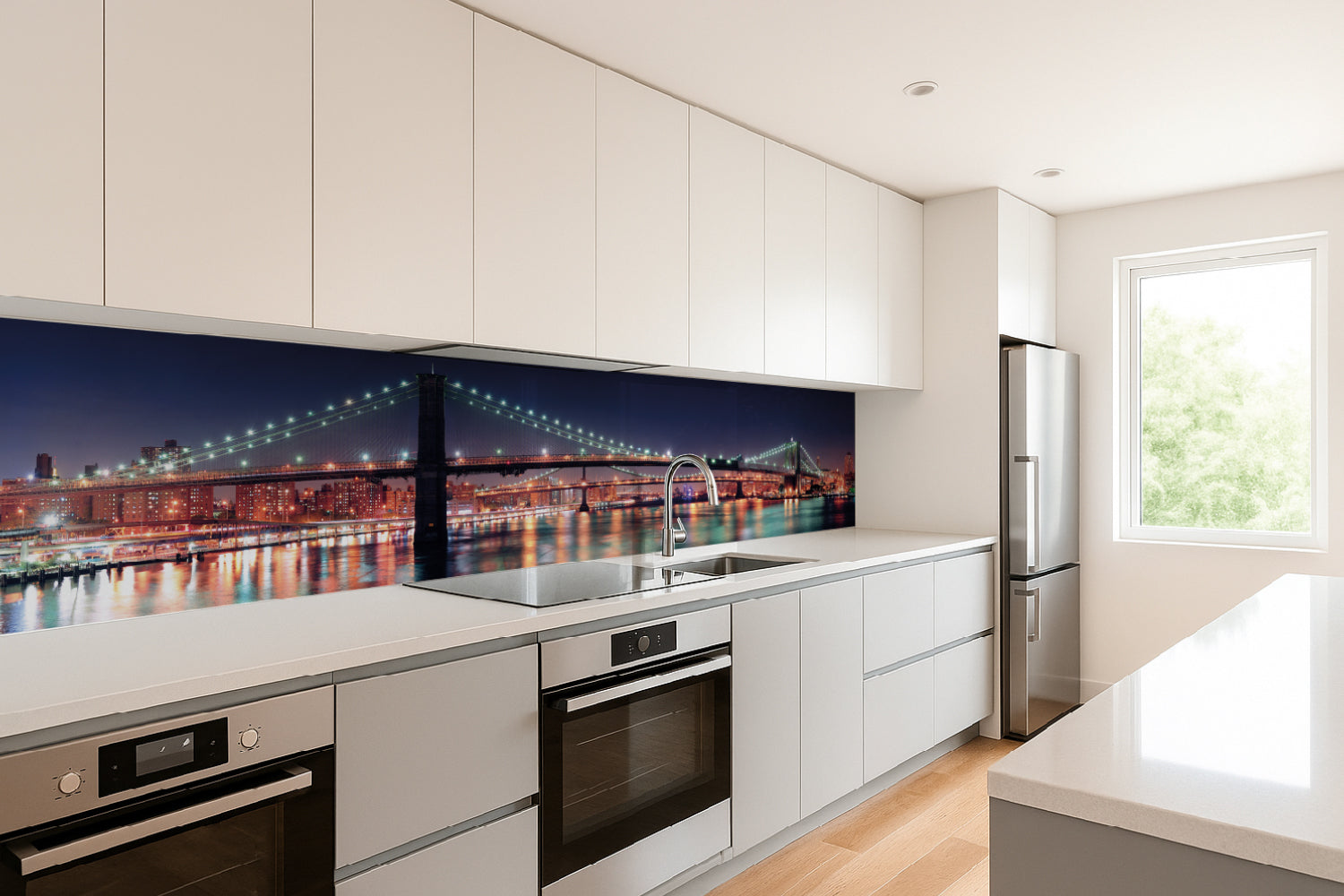 Küchenrückwand Brücke bei Nacht