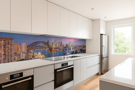 Küchenrückwand Stadtpanorama mit Brücke