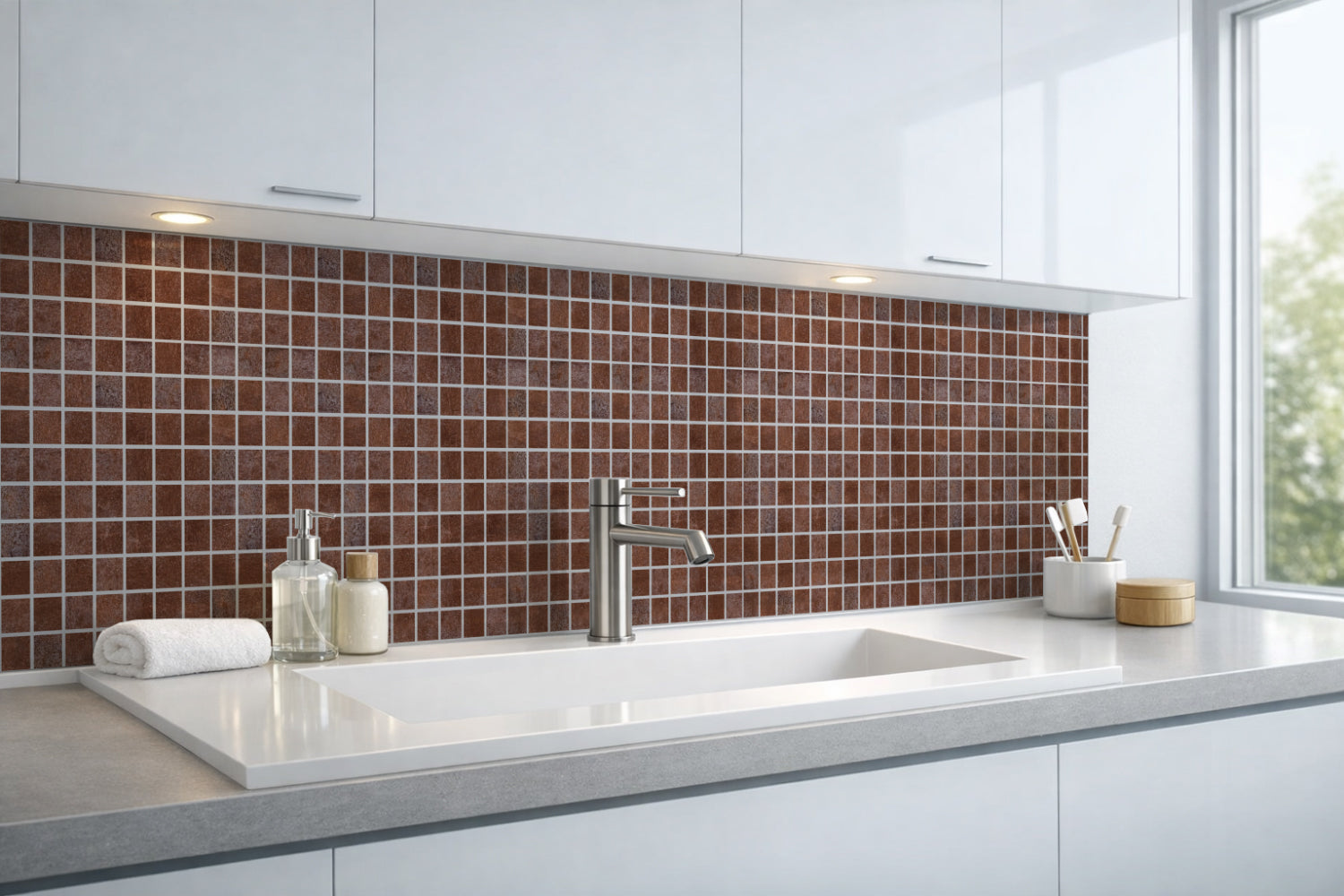 Waschbeckenrückwand Fliesenoptik