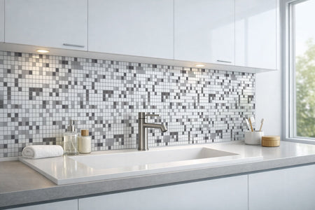 Waschbeckenrückwand Fliesenoptik