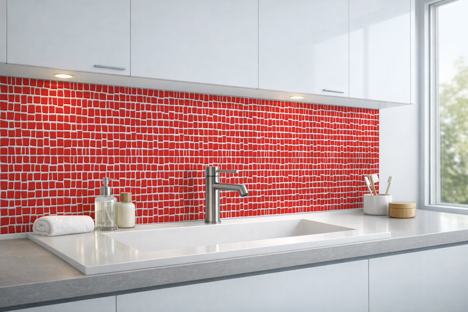 Waschbeckenrückwand Fliesenoptik
