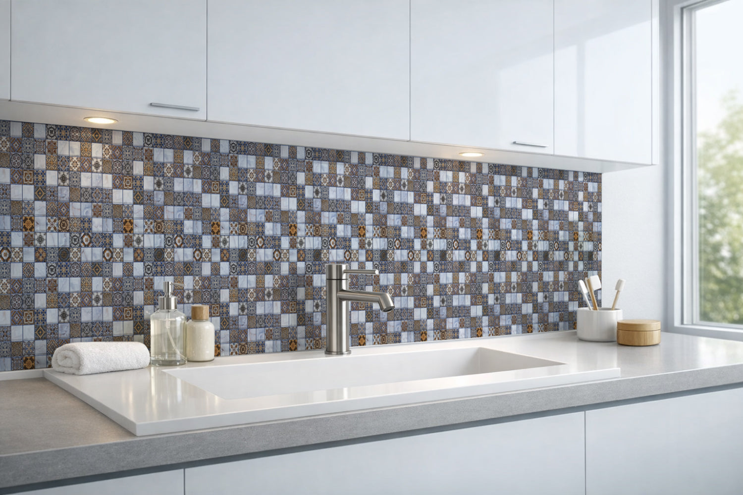Waschbeckenrückwand Fliesenoptik