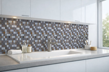 Waschbeckenrückwand Fliesenoptik