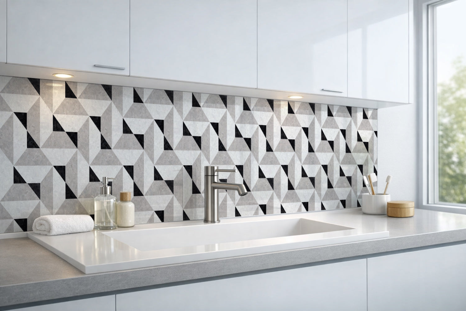 Waschbeckenrückwand Fliesenoptik