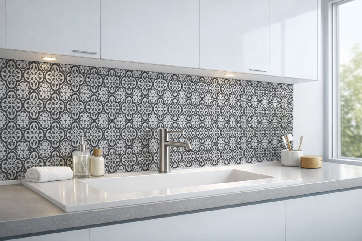 Waschbeckenrückwand Fliesenoptik