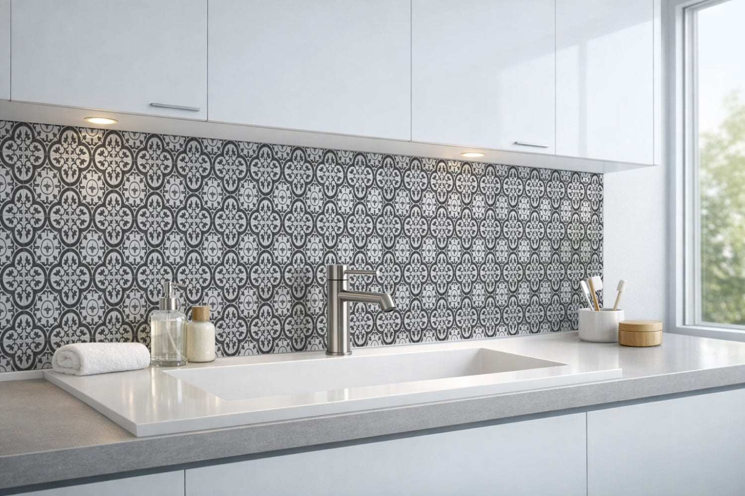 Waschbeckenrückwand Fliesenoptik