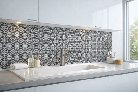 Waschbeckenrückwand Fliesenoptik