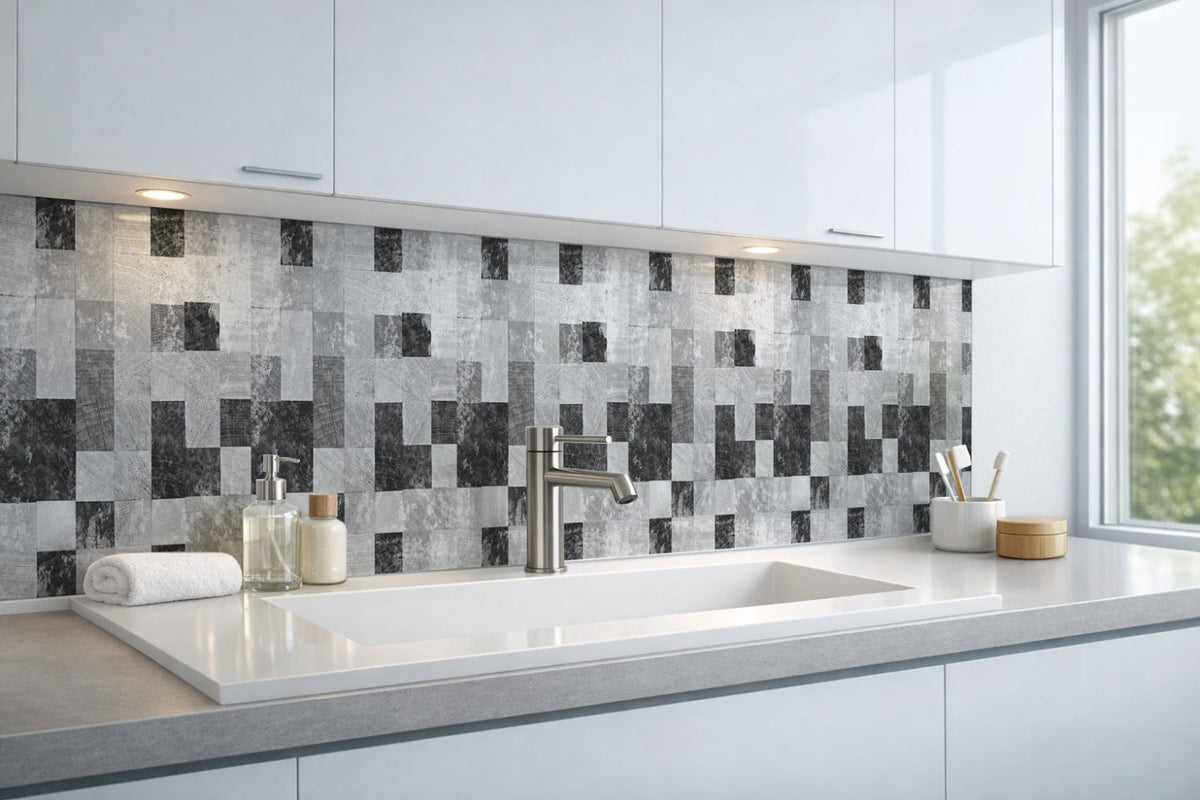 Waschbeckenrückwand Fliesenoptik