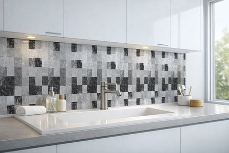 Waschbeckenrückwand Fliesenoptik