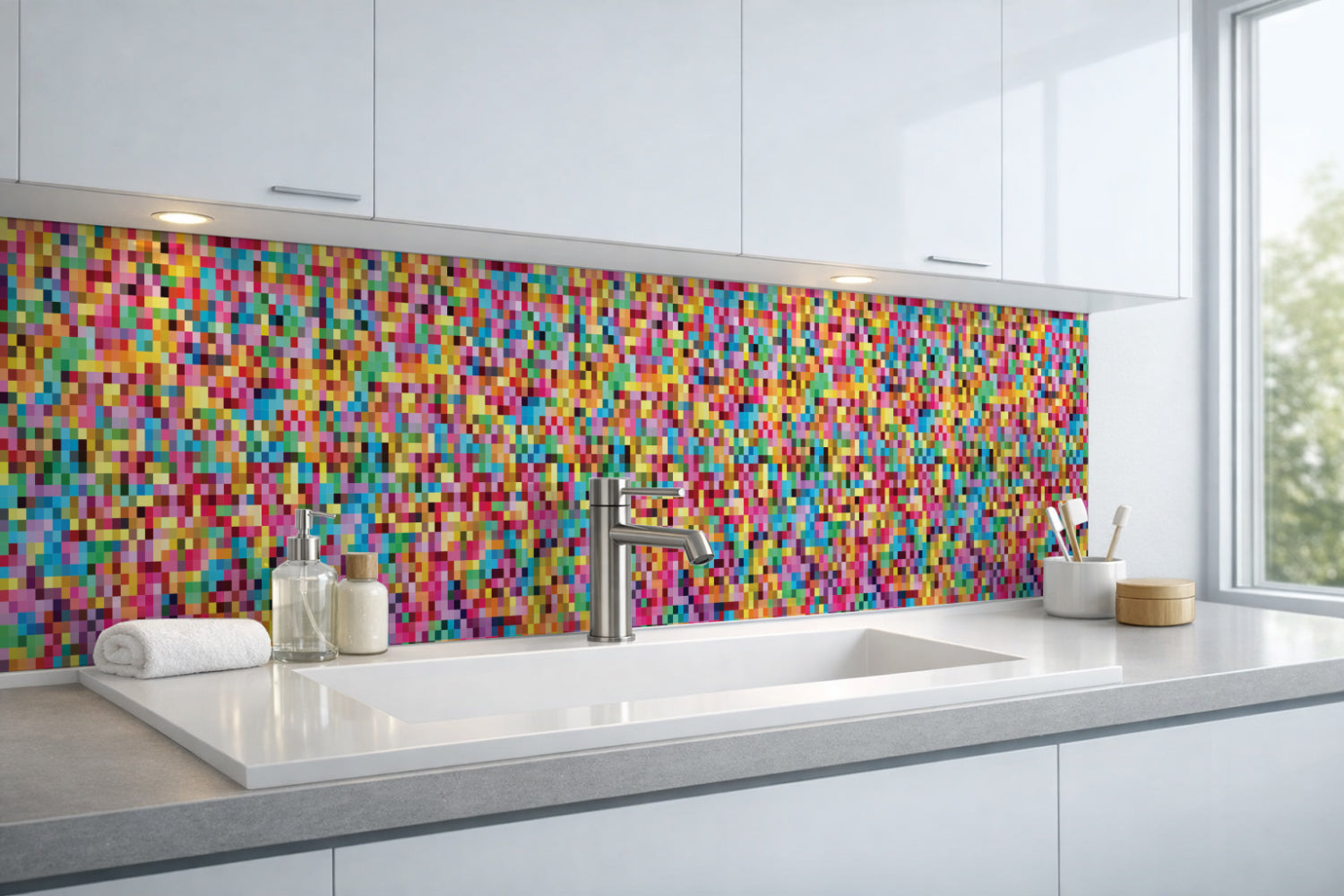 Waschbeckenrückwand Fliesenoptik