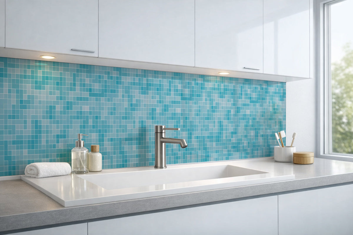 Waschbeckenrückwand Fliesenoptik