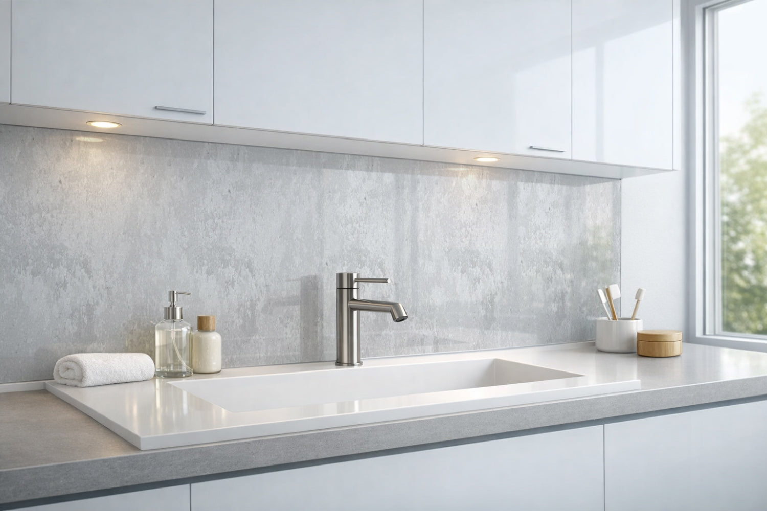 Waschbeckenrückwand Betonoptik