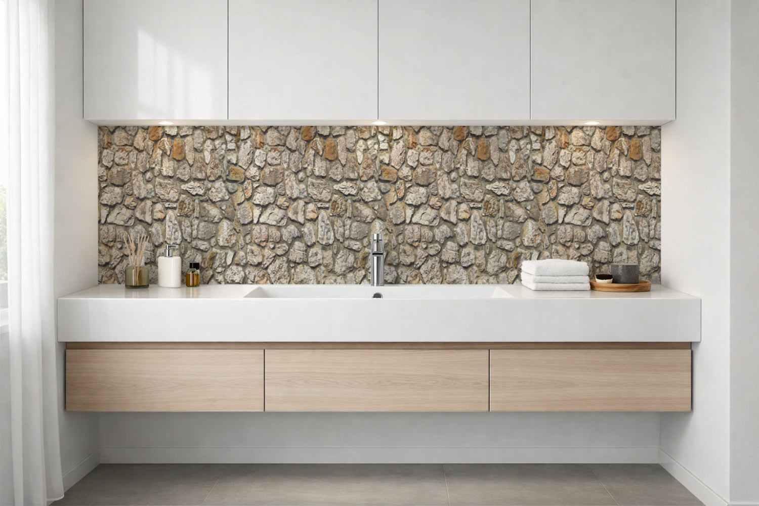 Waschbeckenrückwand Steinoptik
