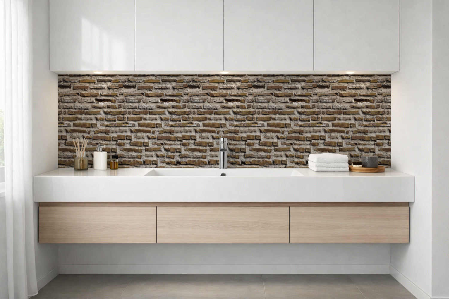Waschbeckenrückwand Steinoptik