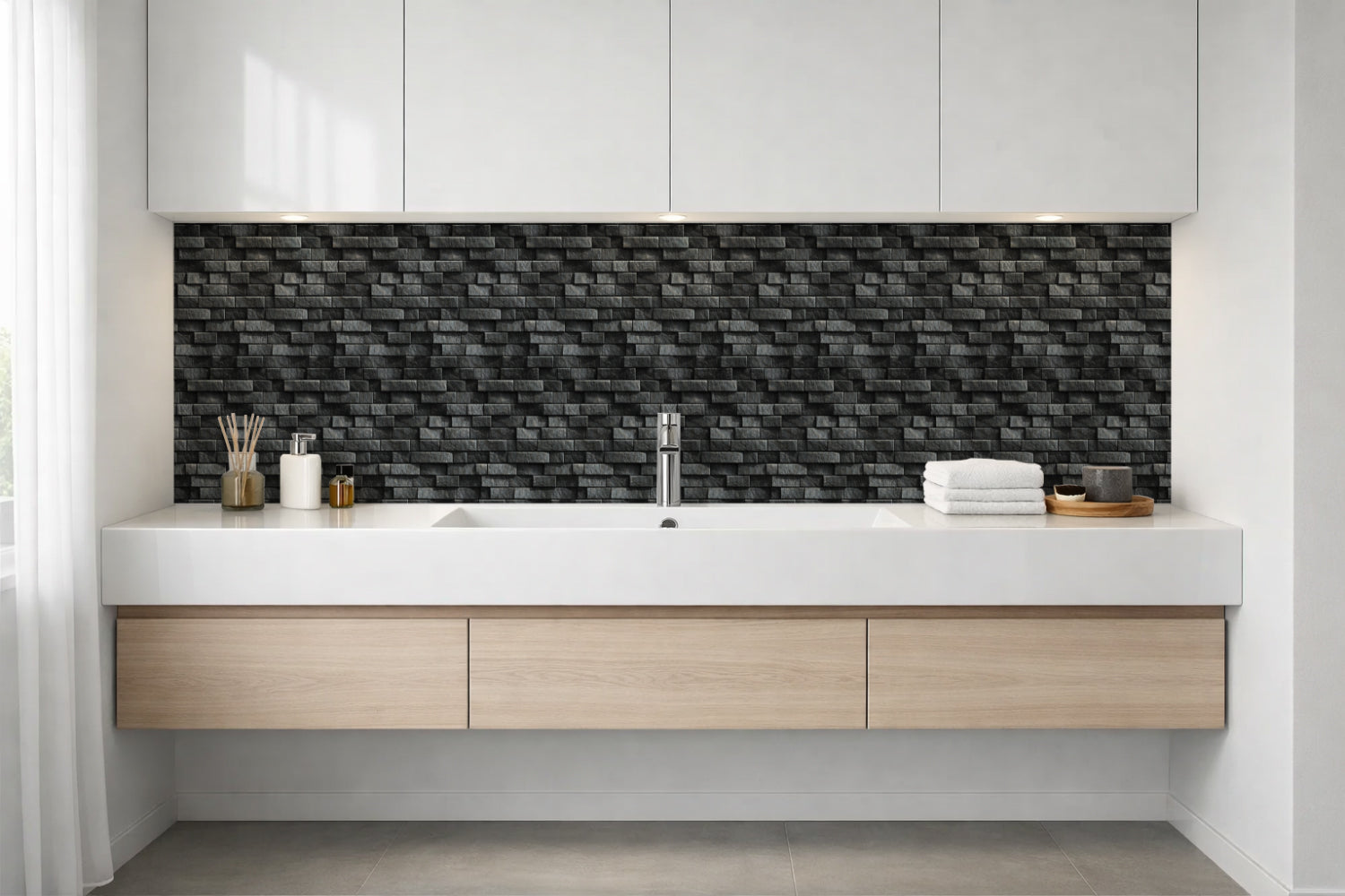 Waschbeckenrückwand Steinoptik