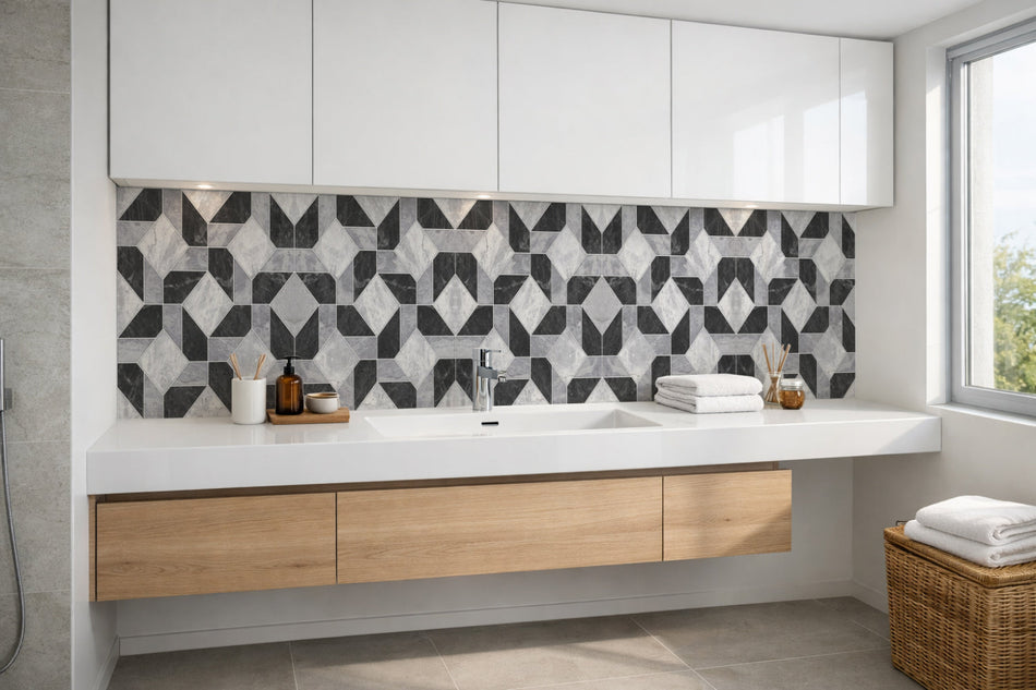 Waschbeckenrückwand Fliesenoptik