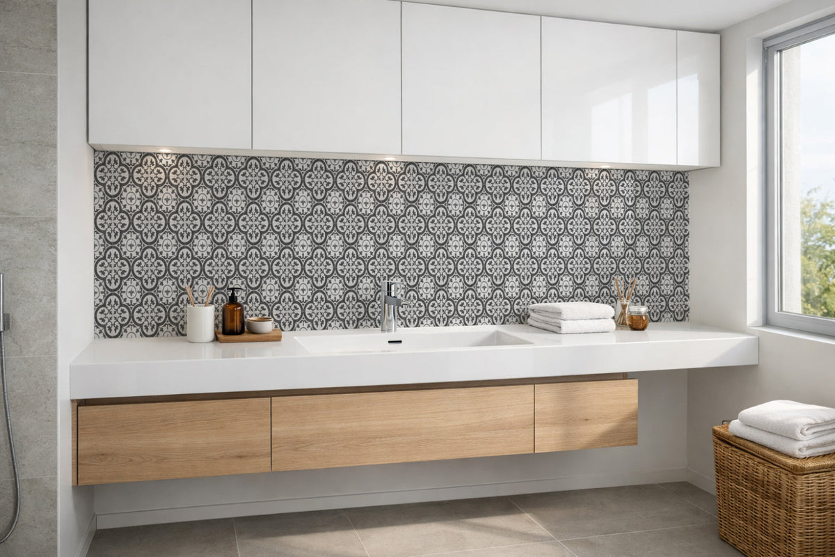 Waschbeckenrückwand Fliesenoptik