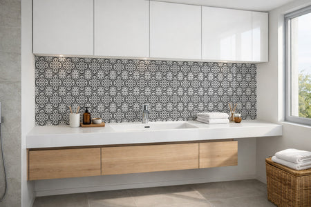 Waschbeckenrückwand Fliesenoptik