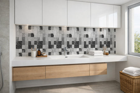 Waschbeckenrückwand Fliesenoptik