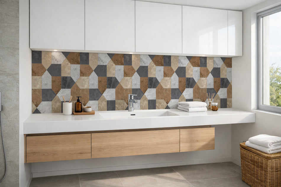 Waschbeckenrückwand Fliesenoptik