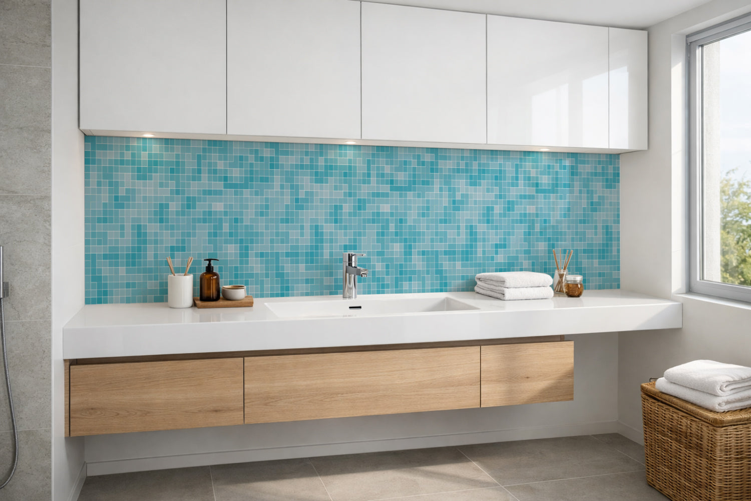 Waschbeckenrückwand Fliesenoptik