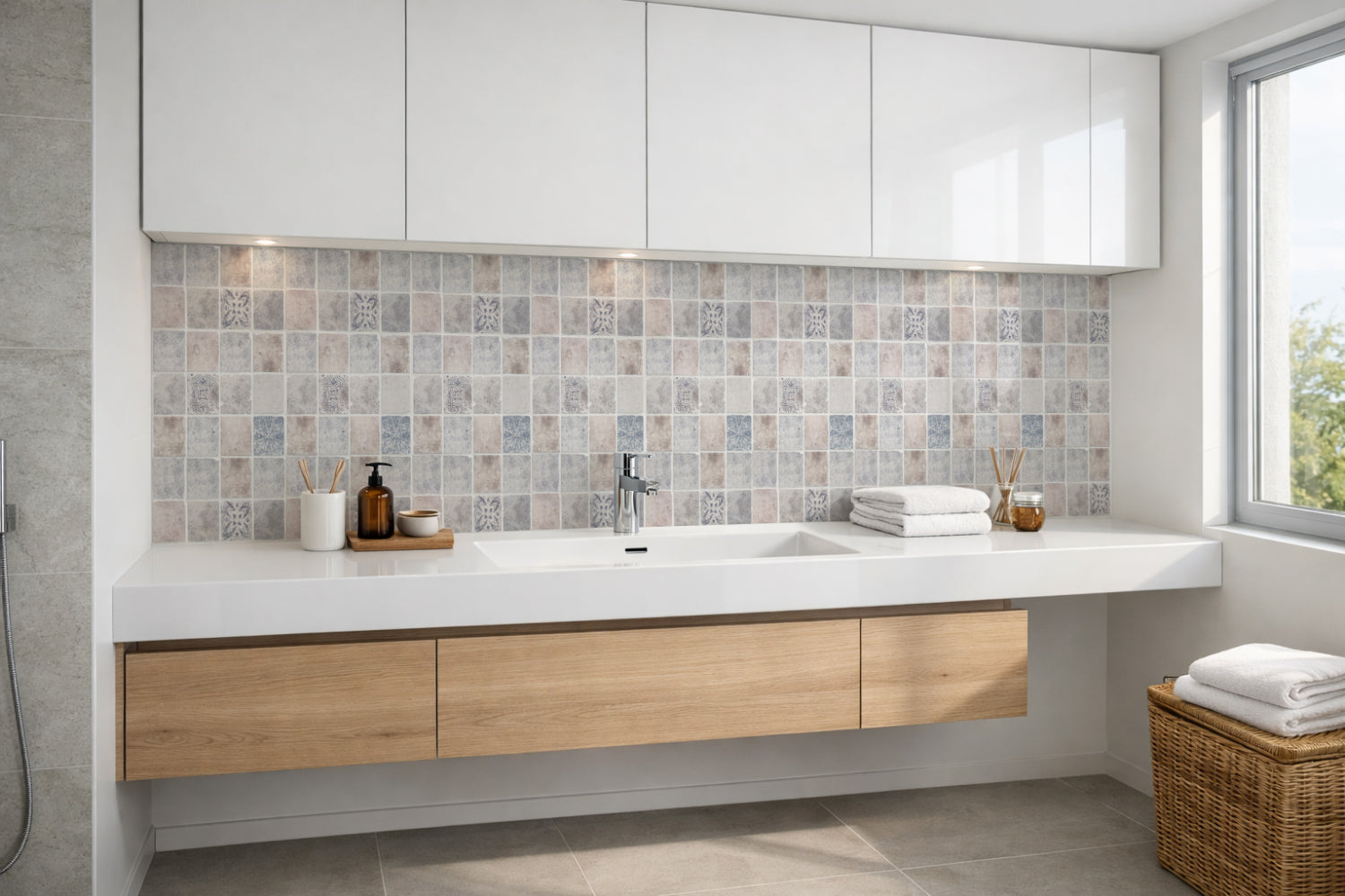 Waschbeckenrückwand Patchwork
