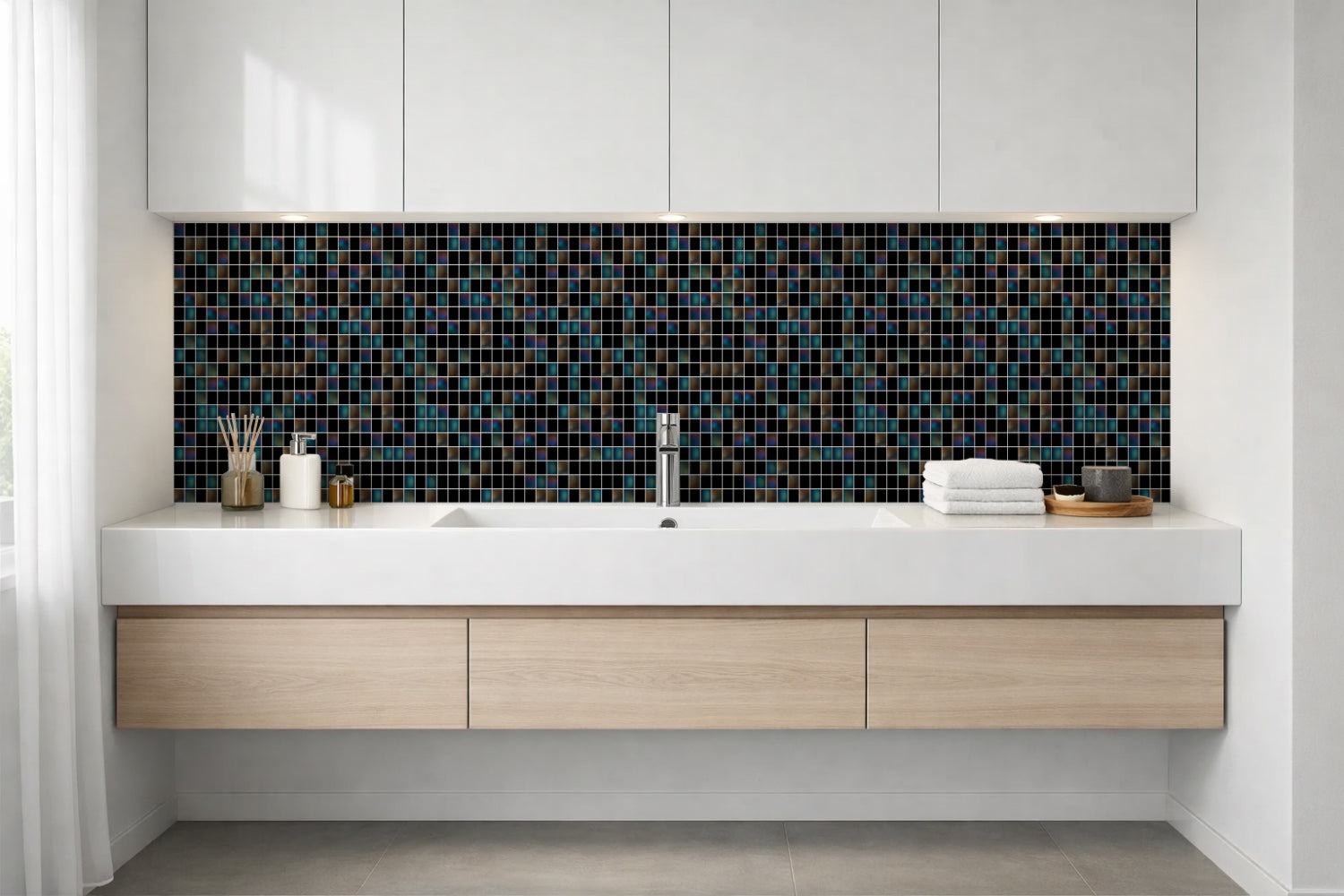 Waschbeckenrückwand Fliesenoptik