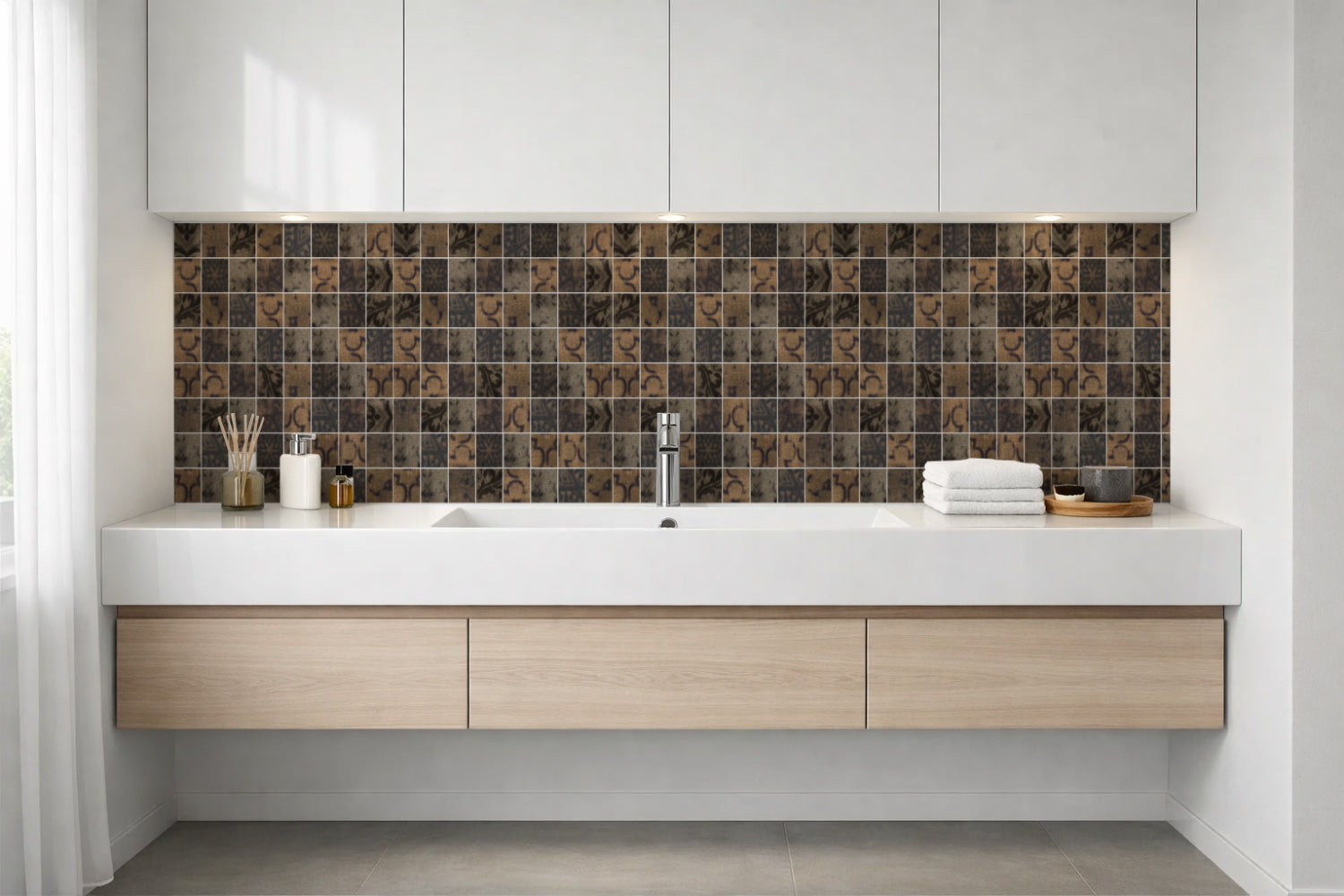 Waschbeckenrückwand Fliesenoptik