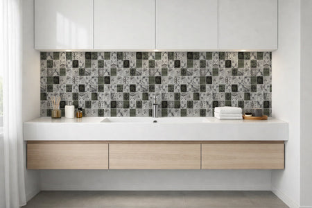 Waschbeckenrückwand Fliesenoptik