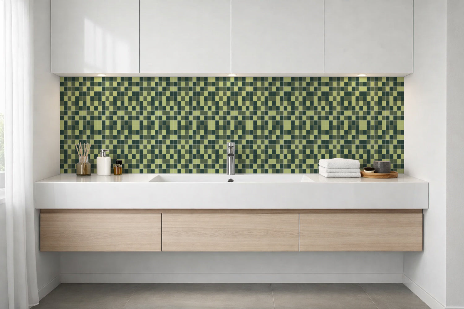 Waschbeckenrückwand Fliesenoptik