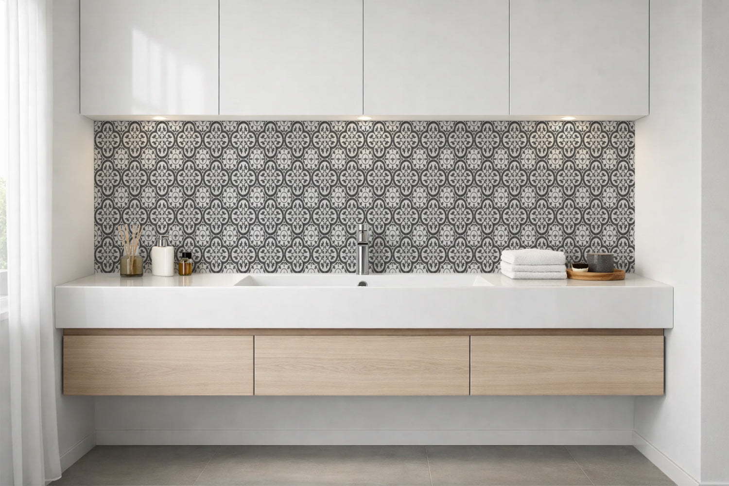 Waschbeckenrückwand Fliesenoptik