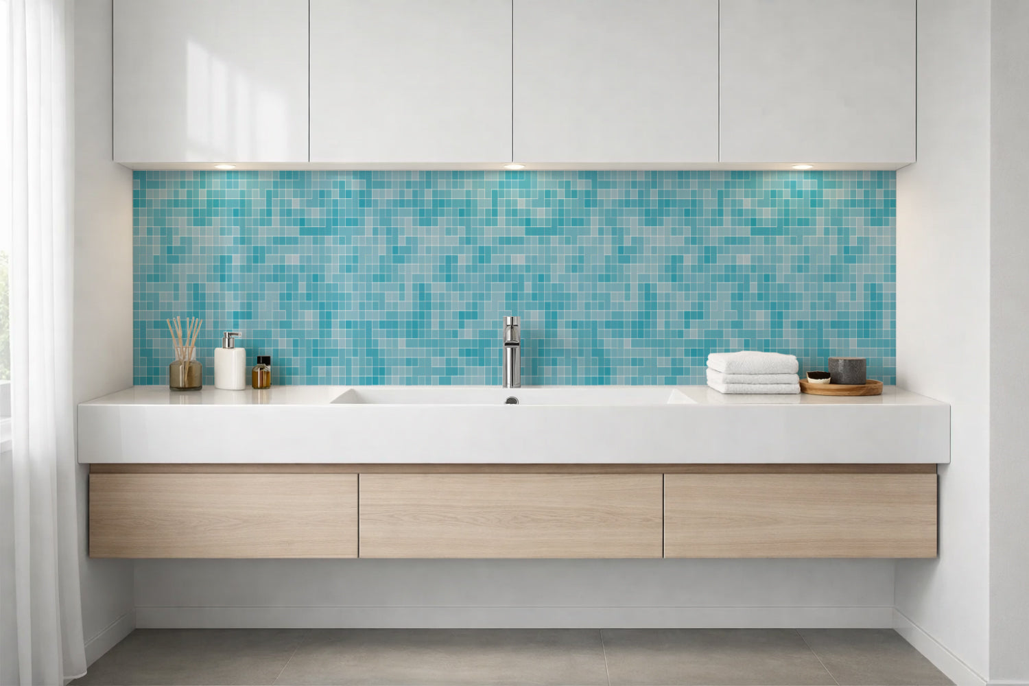 Waschbeckenrückwand Fliesenoptik