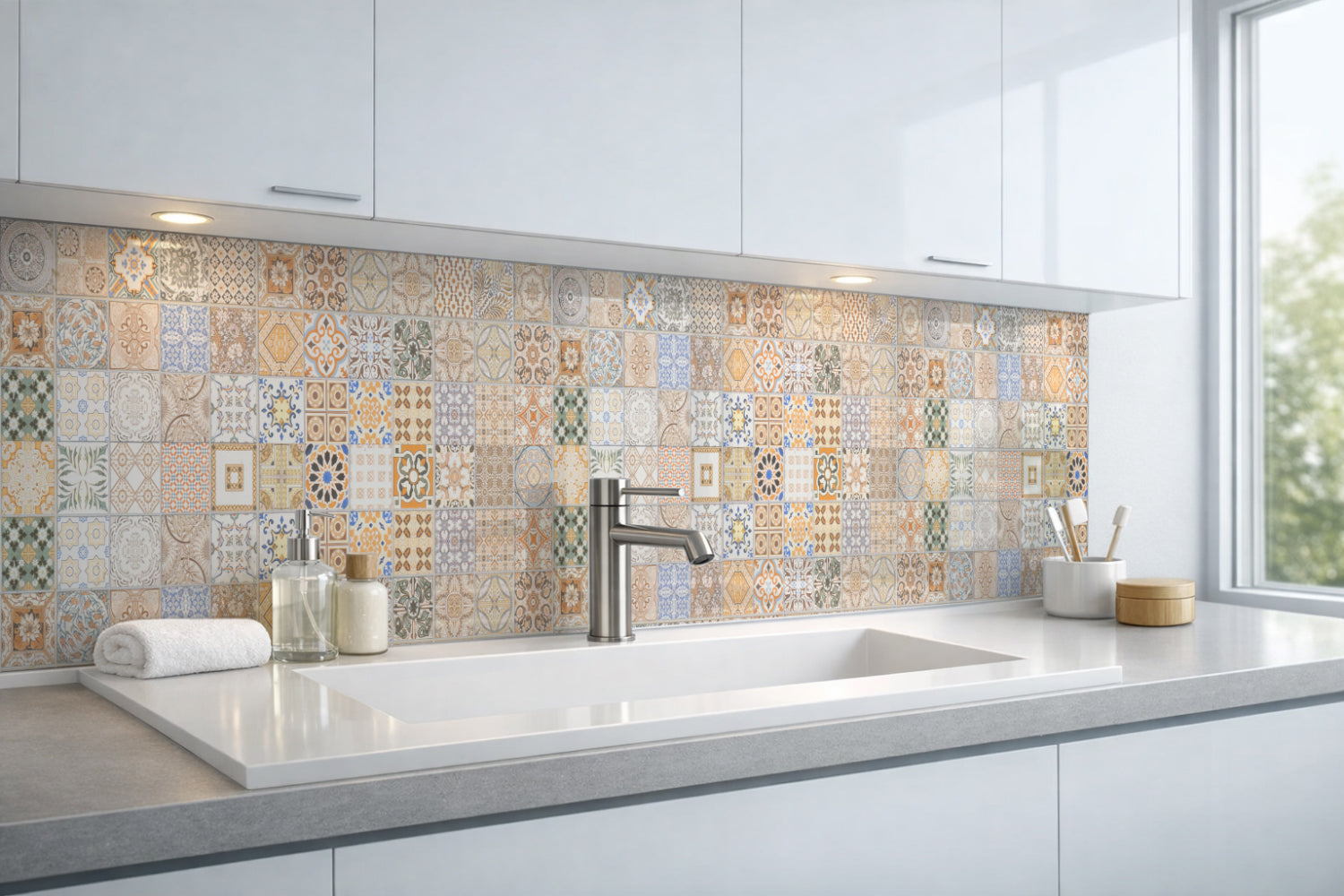 Waschbeckenrückwand Patchwork