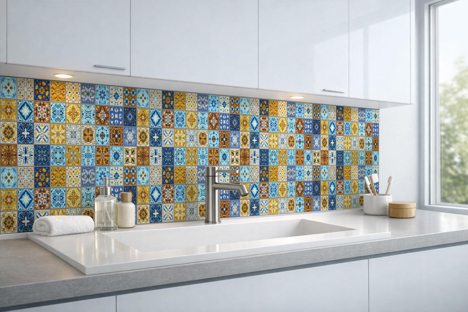 Waschbeckenrückwand Patchwork
