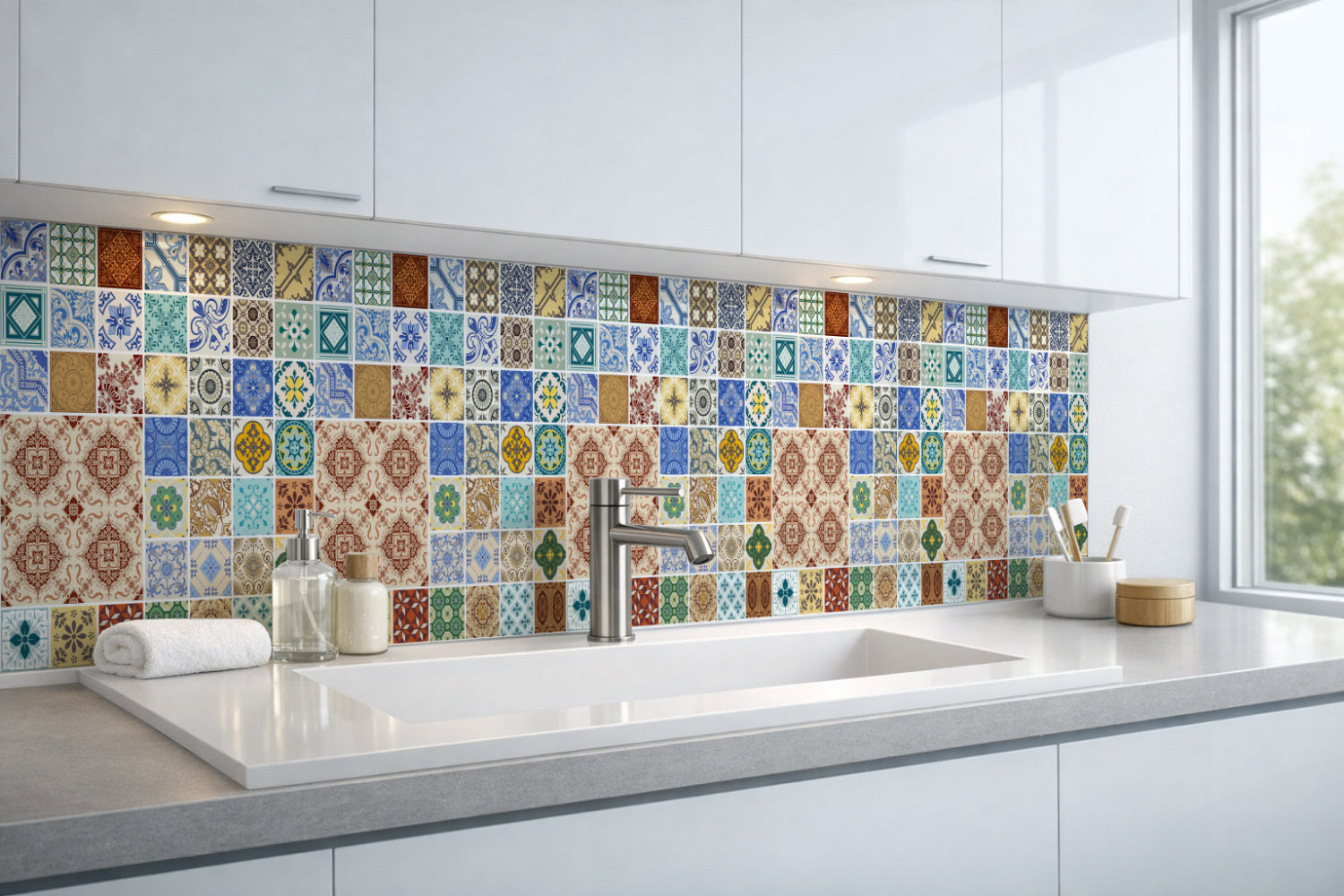 Waschbeckenrückwand Patchwork