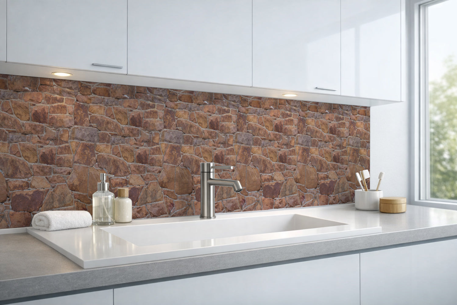 Waschbeckenrückwand Steinoptik