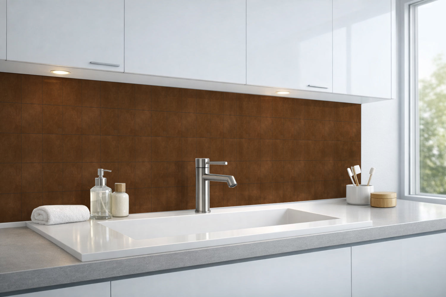 Waschbeckenrückwand Steinoptik